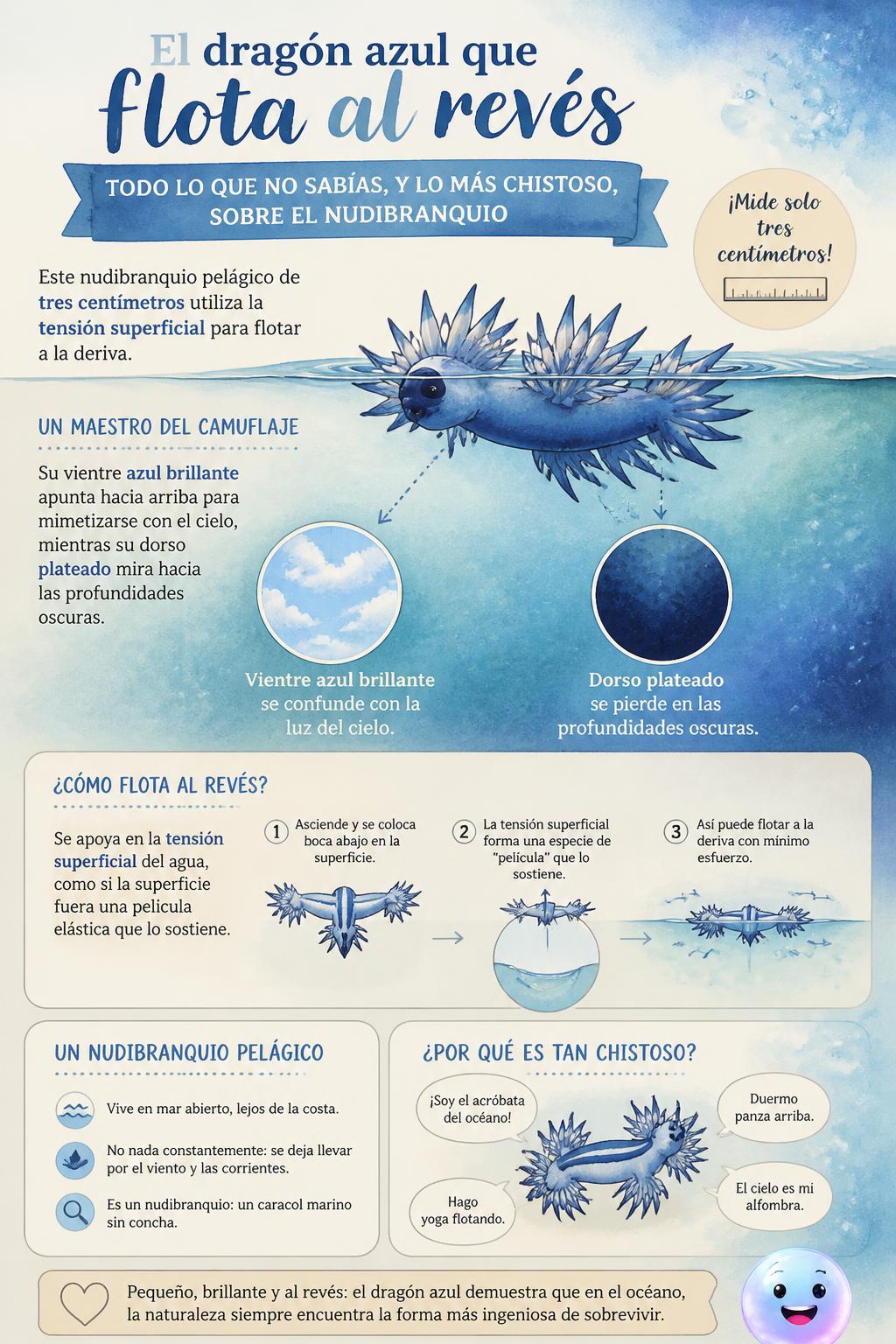 El dragón azul que flota al revés