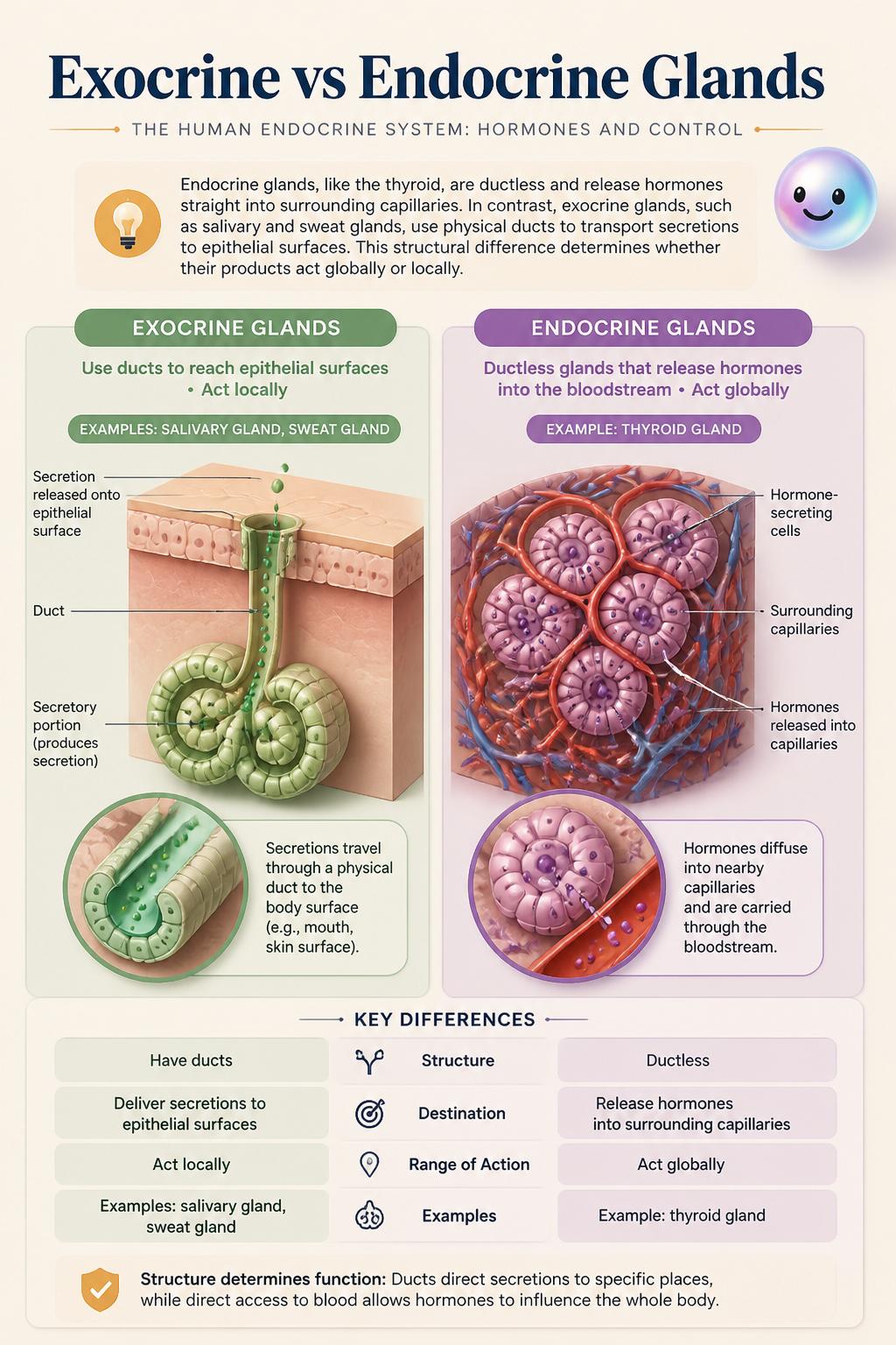 Exocrine versus endocrine glands