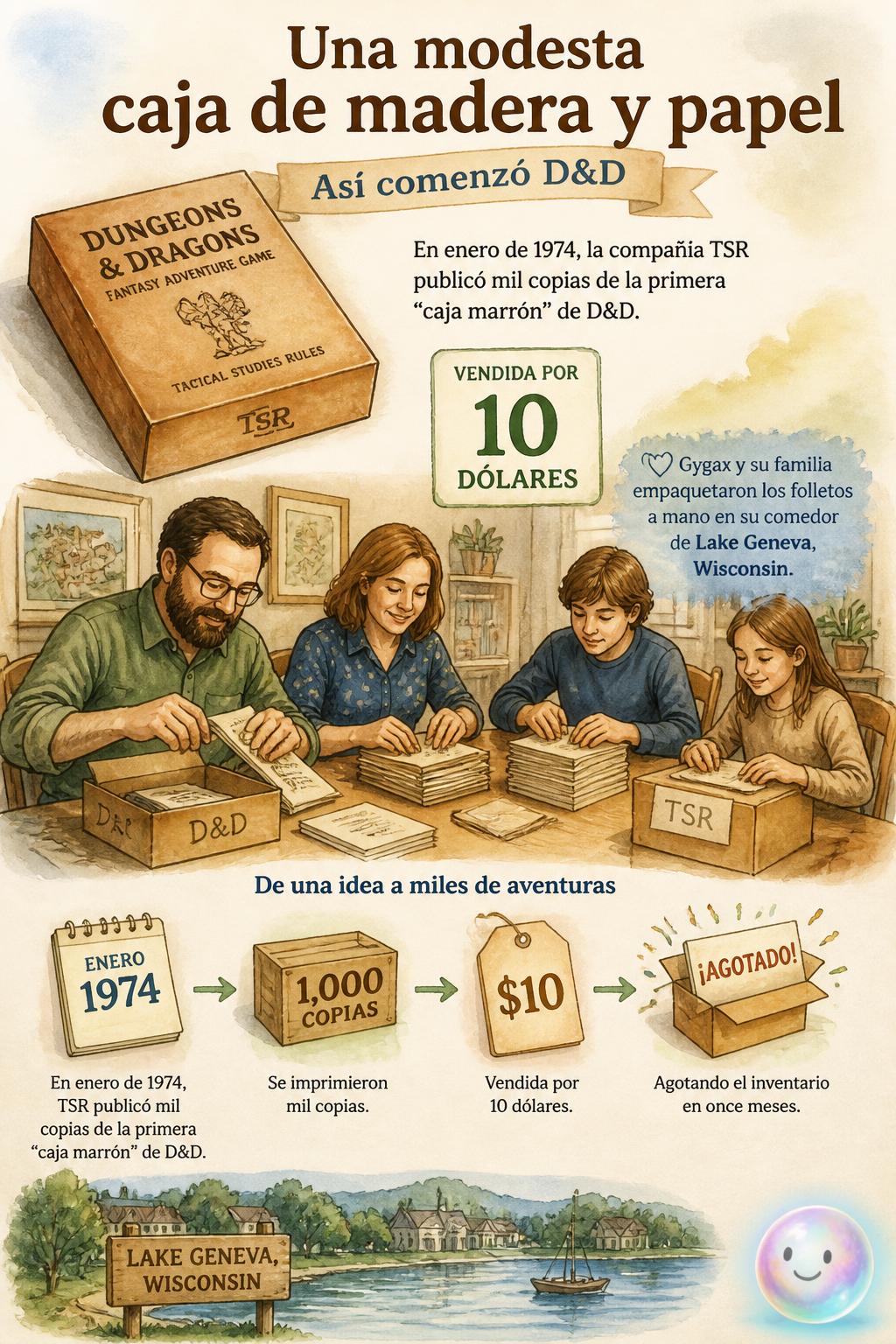 Una modesta caja de madera y papel