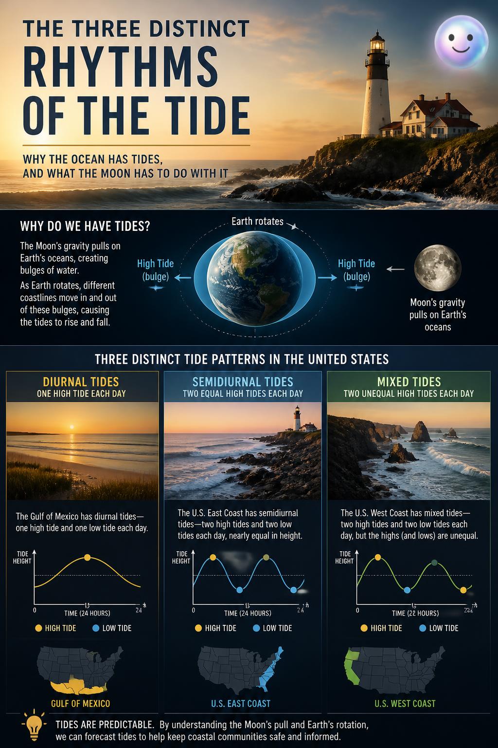 The three distinct rhythms of the tide