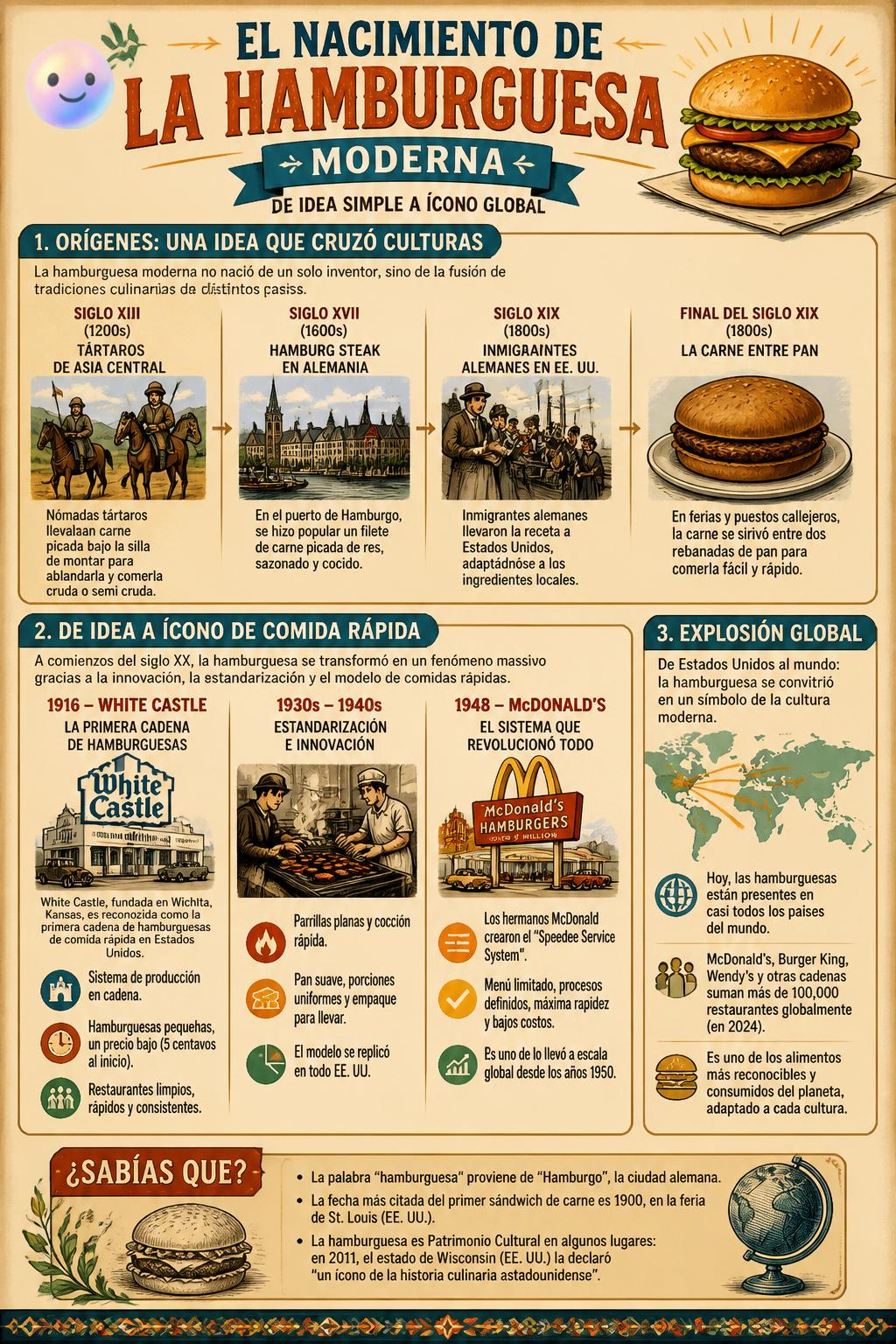 El nacimiento de la hamburguesa moderna
