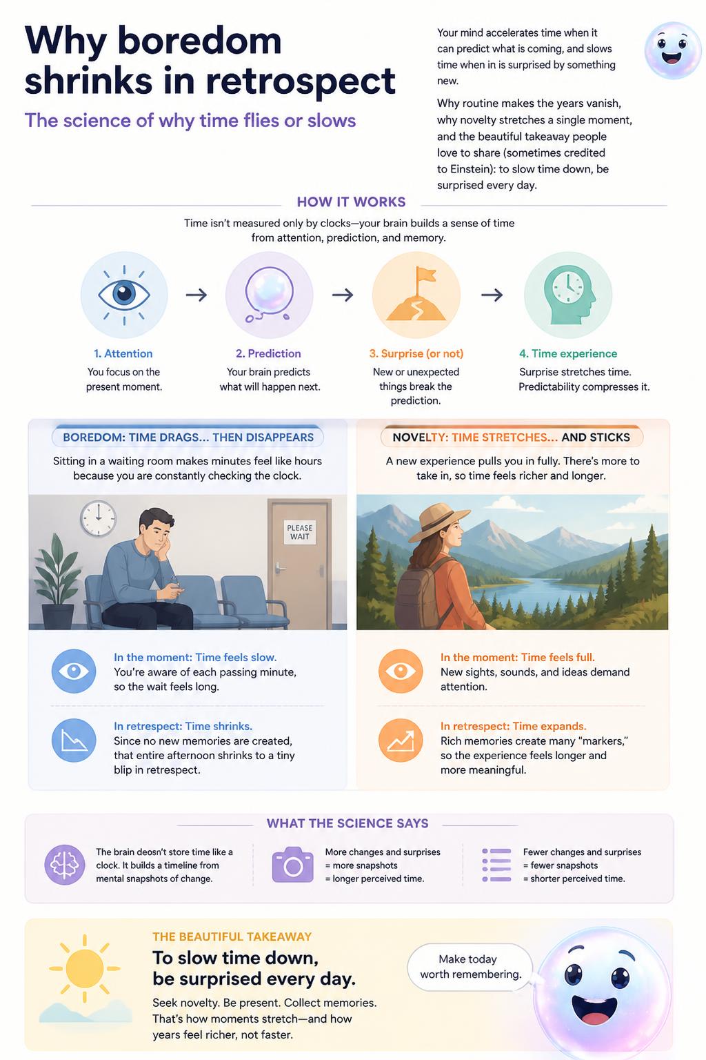 Why boredom shrinks in retrospect