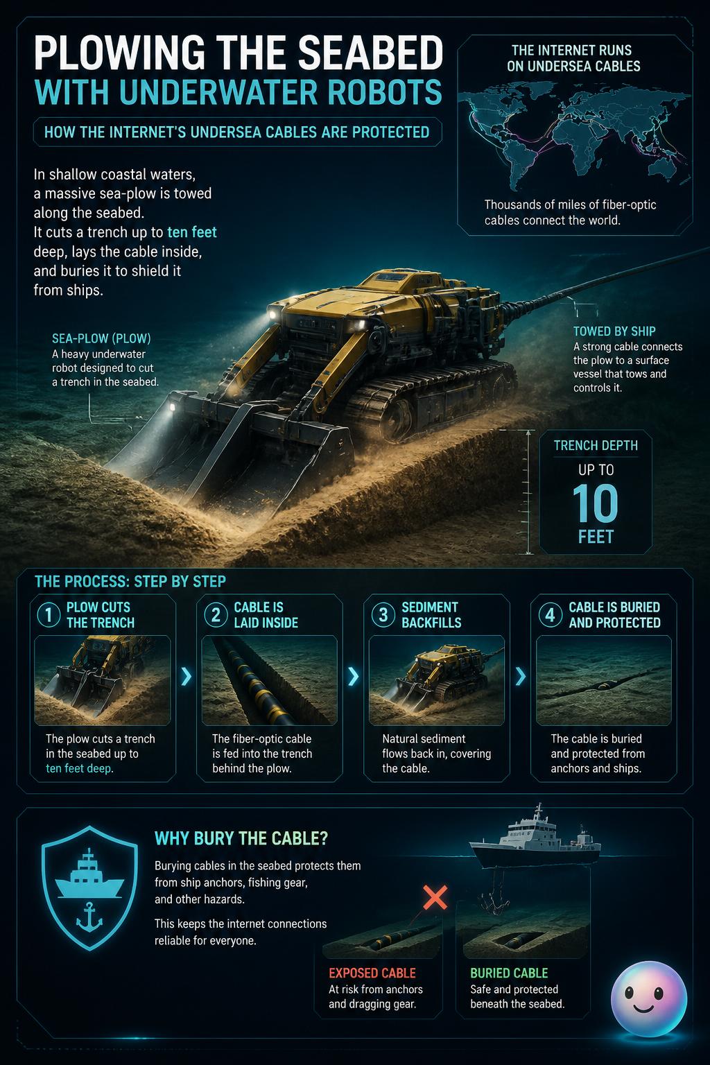 Plowing the seabed with underwater robots