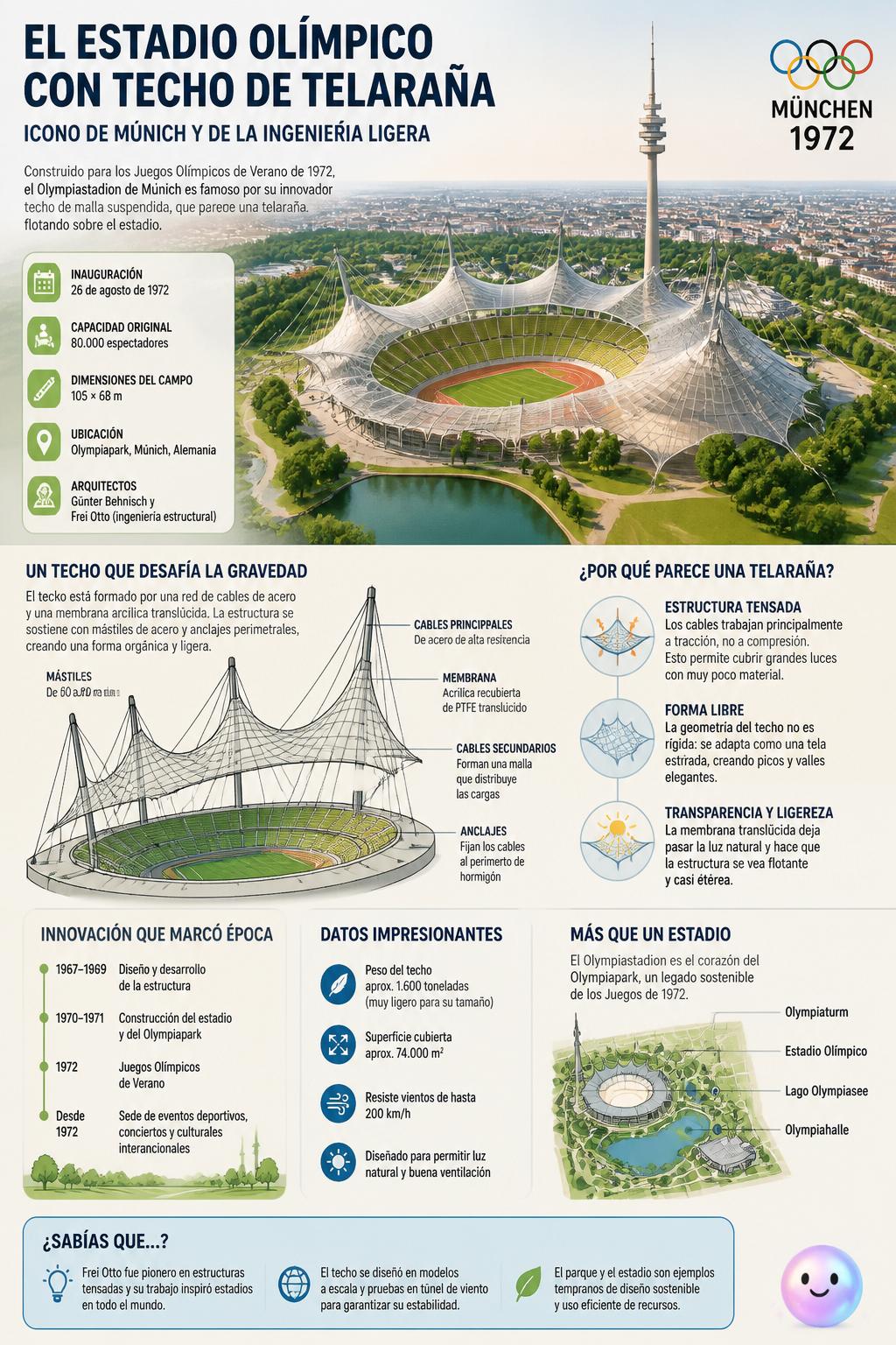 El estadio olímpico con techo de telaraña