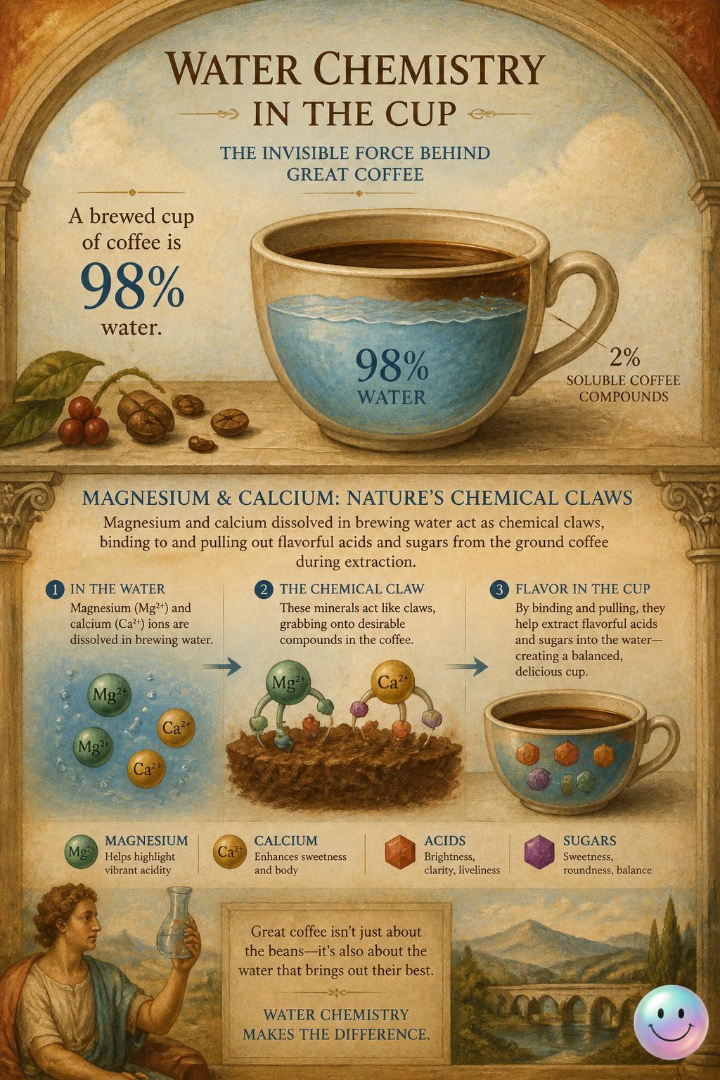 Water chemistry in the cup