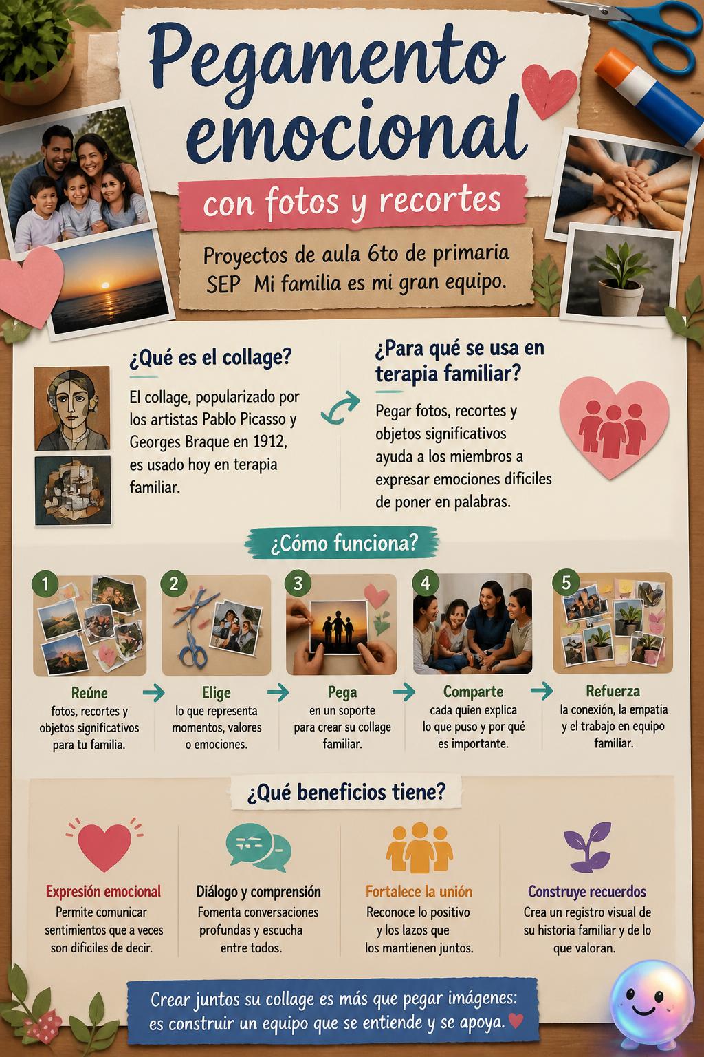 Pegamento emocional con fotos y recortes