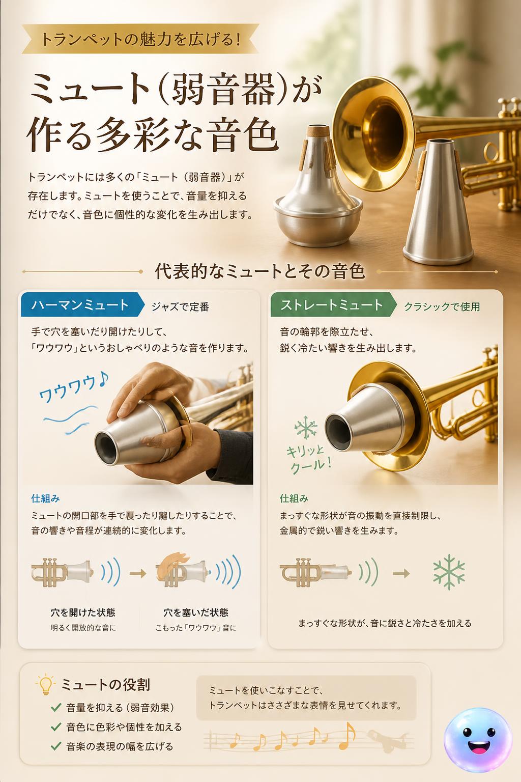 ミュート(弱音器)が作る多彩な音色