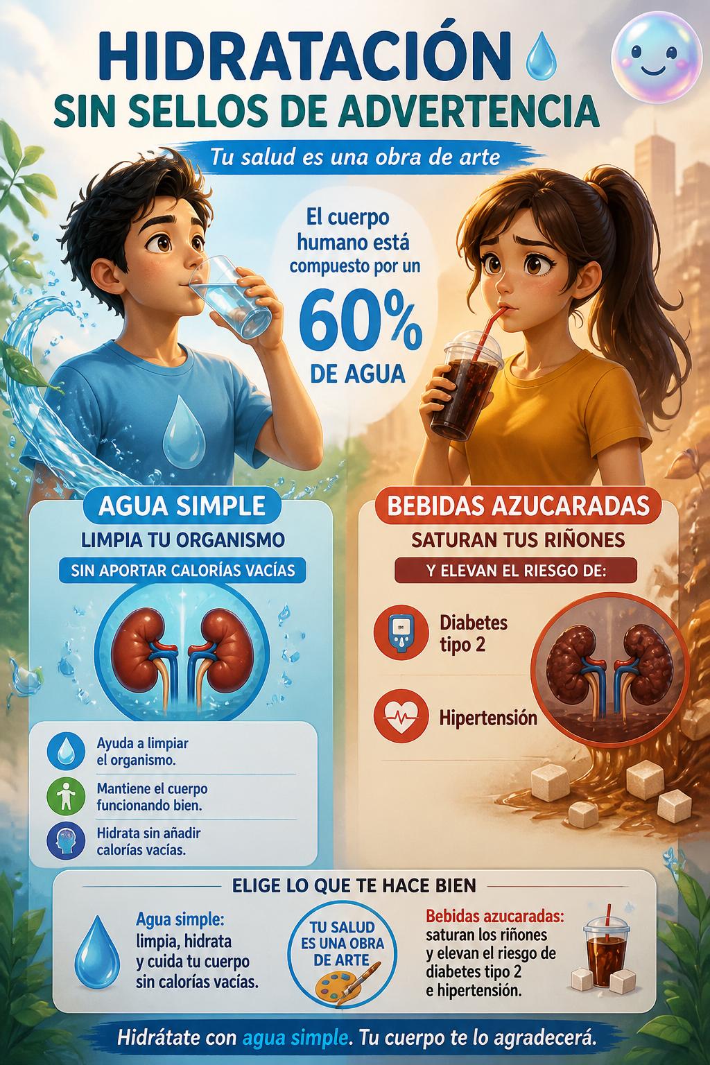 Hidratación sin sellos de advertencia