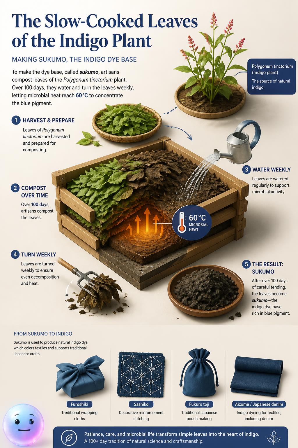 The slow-cooked leaves of the indigo plant