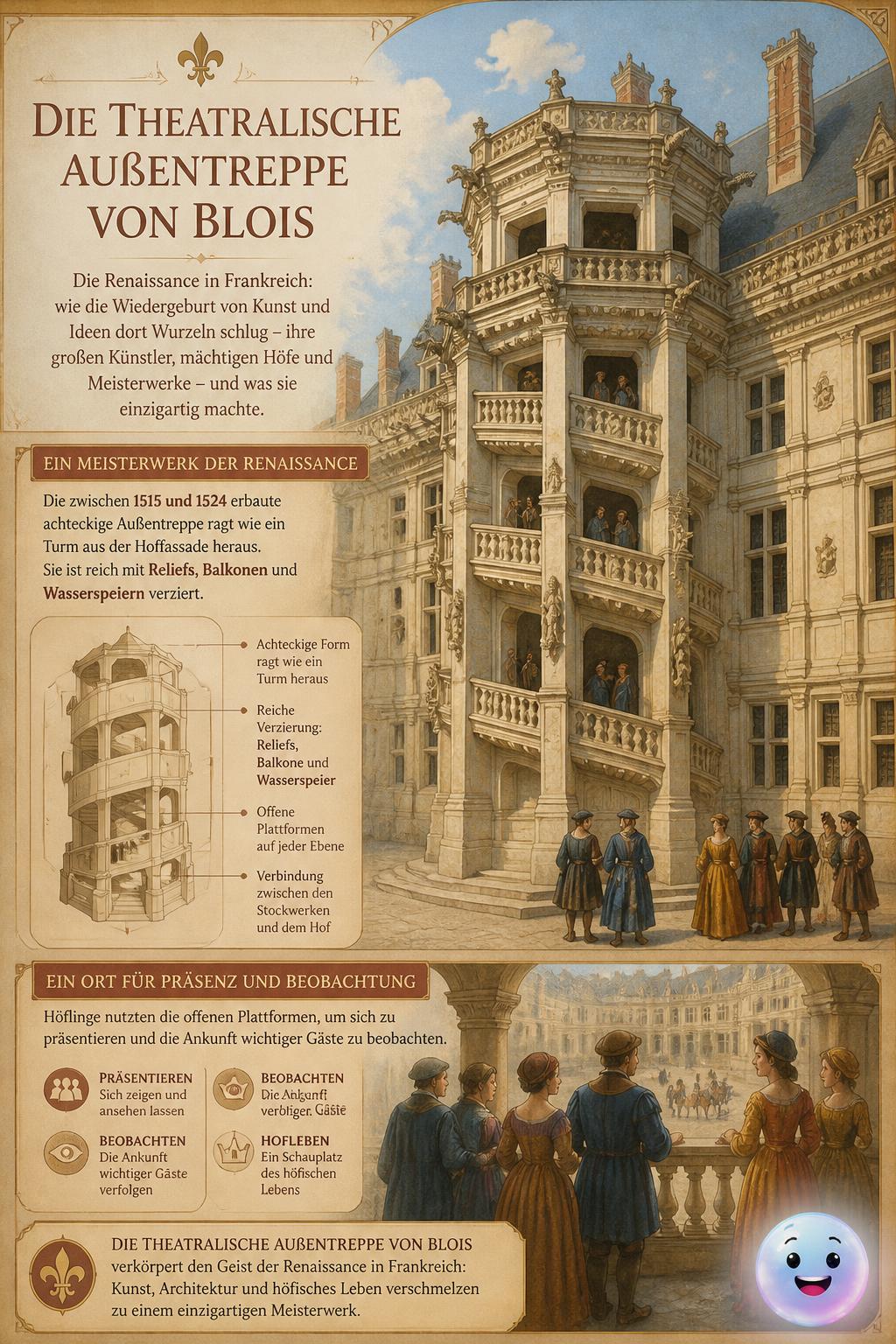 Die theatralische Außentreppe von Blois