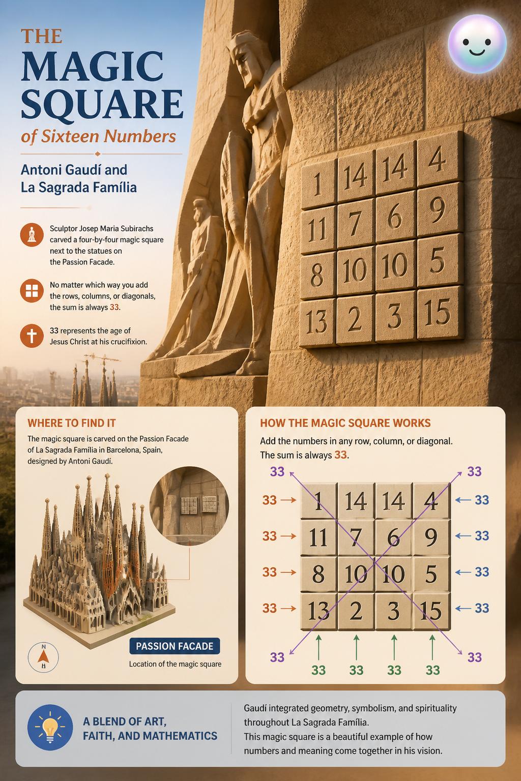 The magic square of sixteen numbers