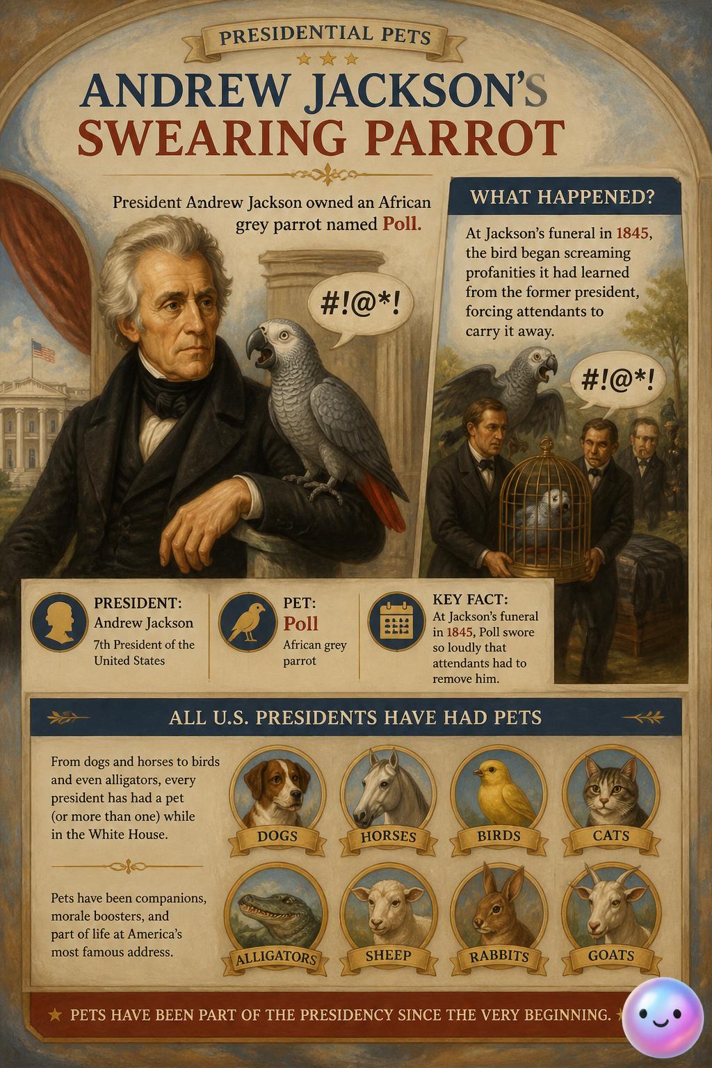 Andrew Jackson's infamous swearing grey parrot