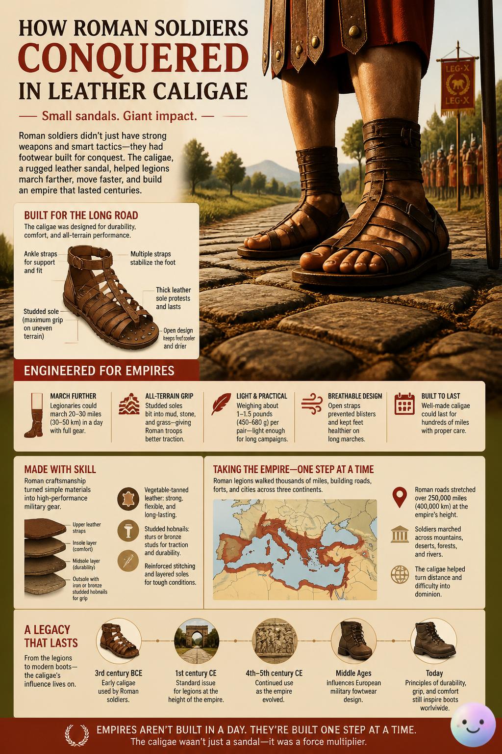 How Roman soldiers conquered in leather caligae
