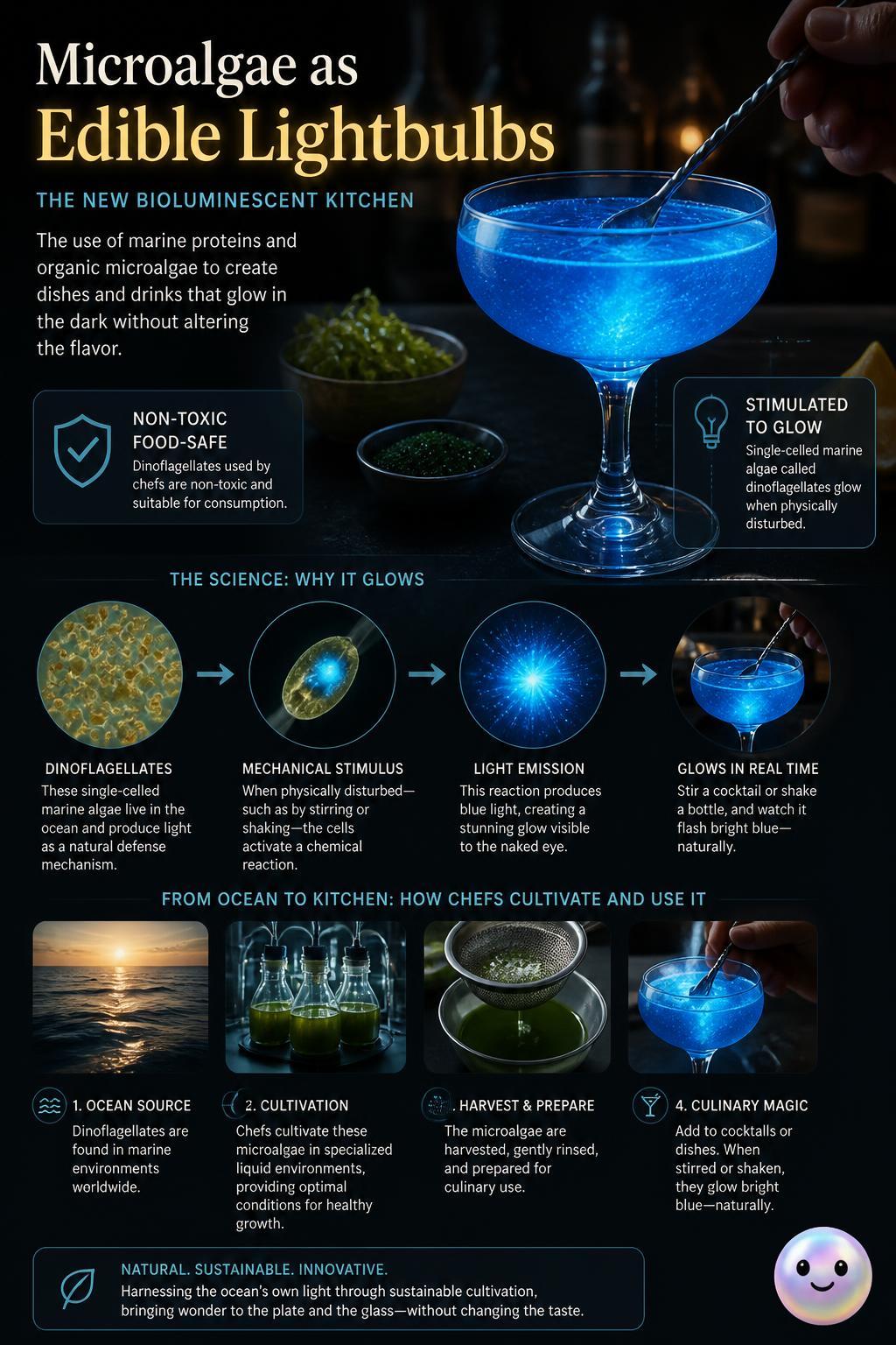 Microalgae as edible lightbulbs