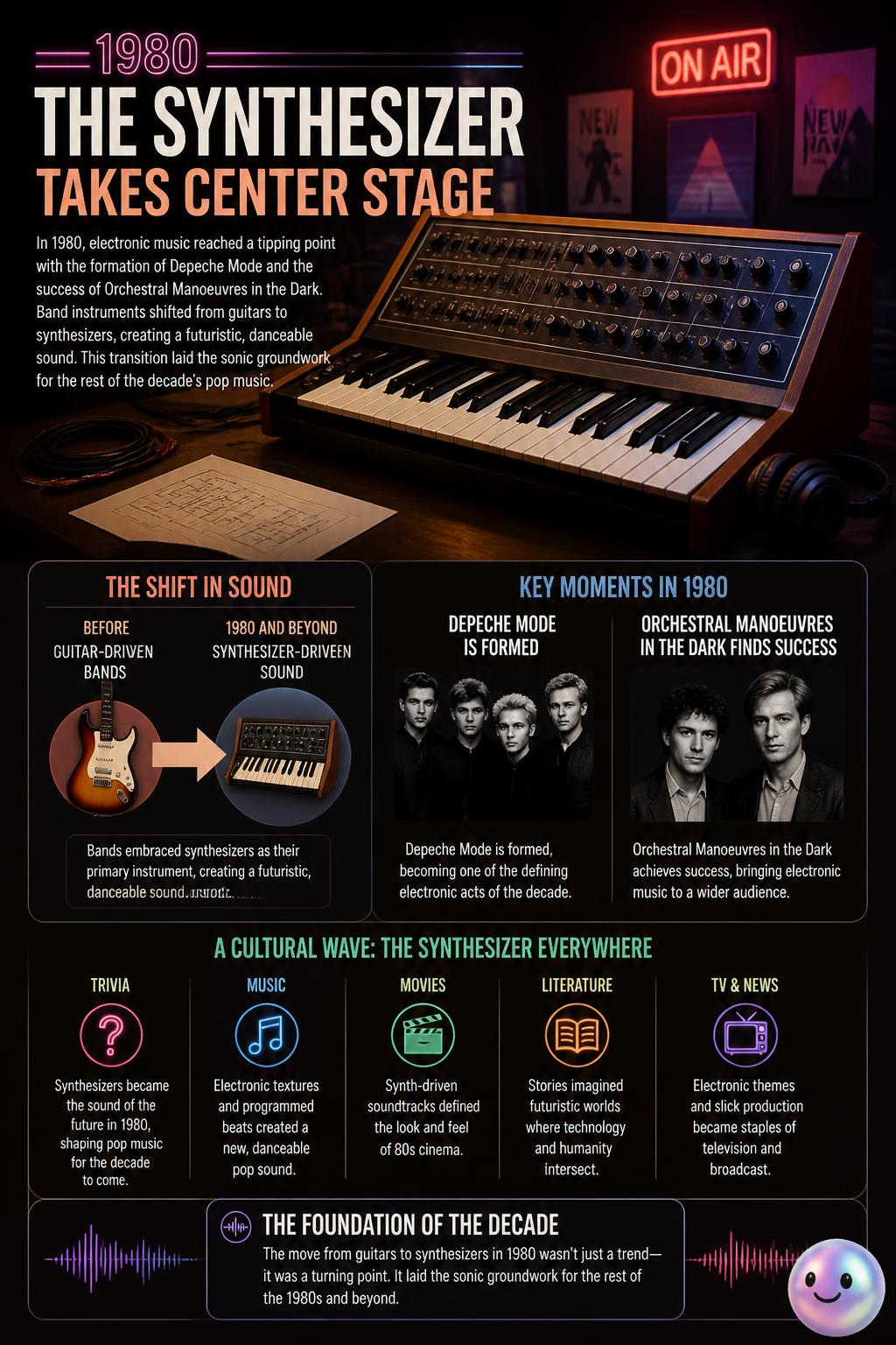 The synthesizer takes center stage