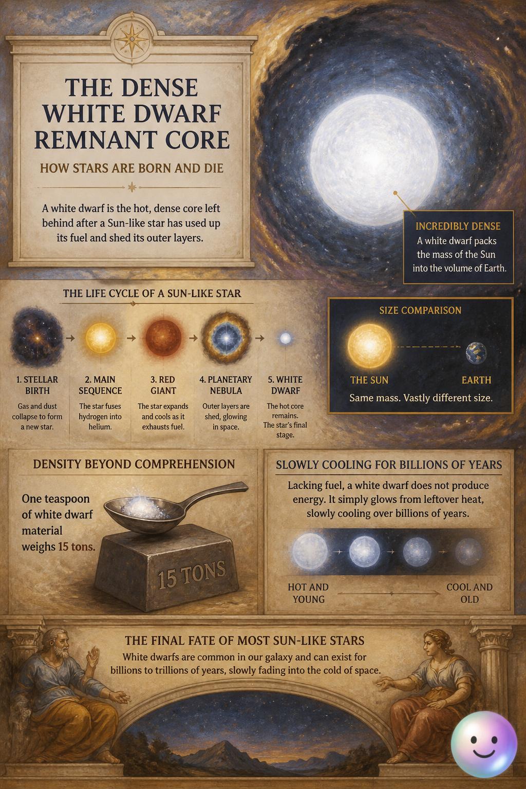 The dense white dwarf remnant core