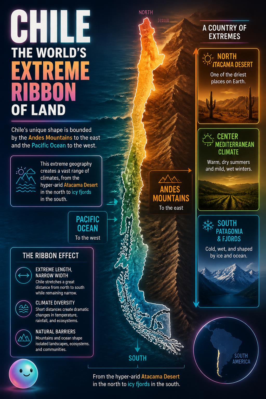 Chile's extreme ribbon geography