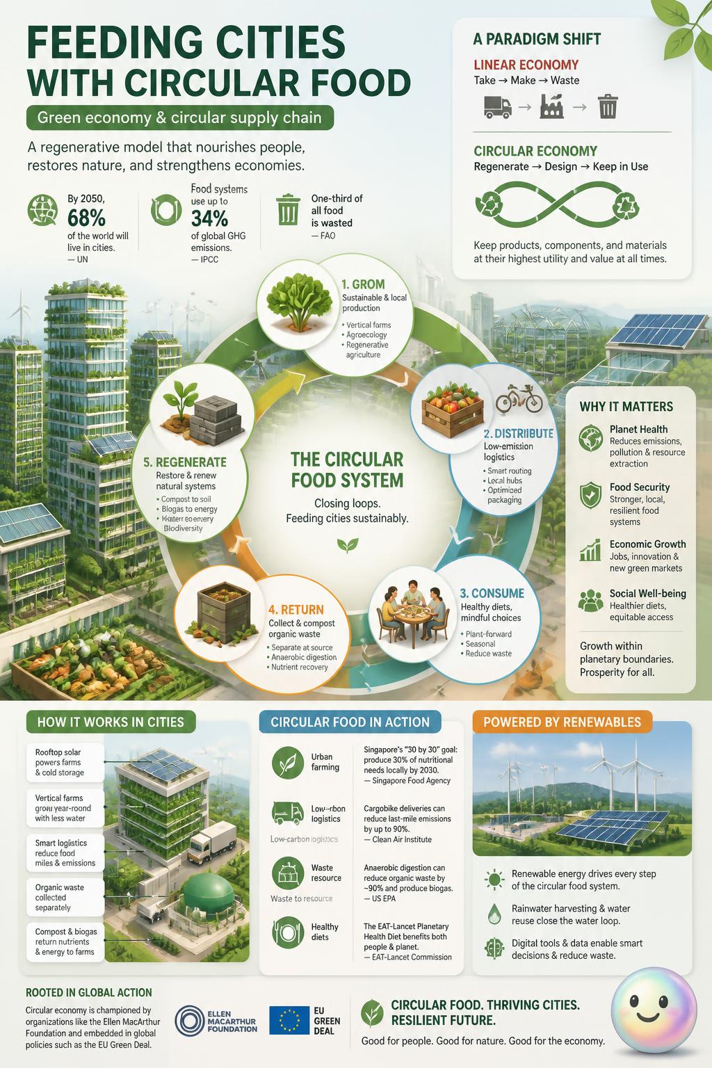 Feeding cities with circular food