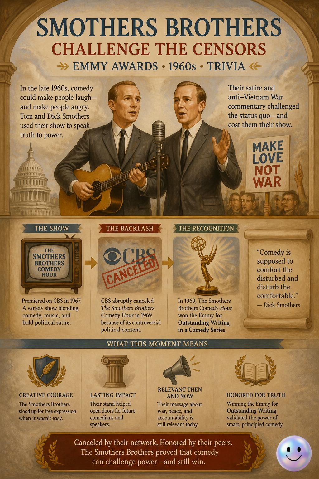 Smothers Brothers challenge the censors