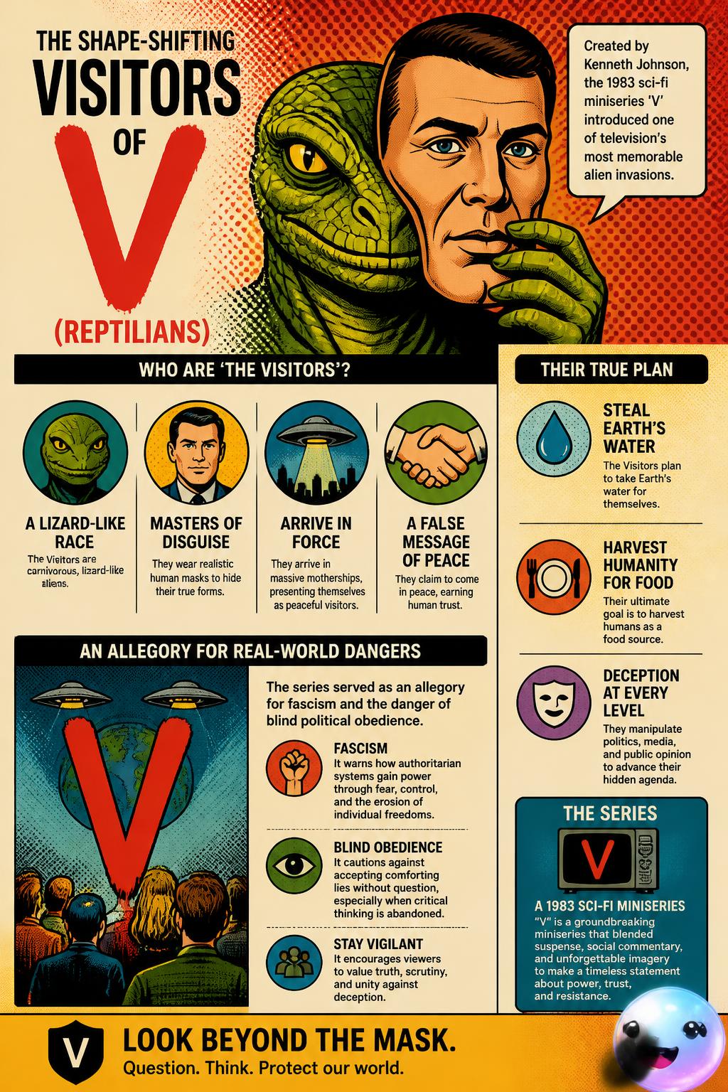 The shape-shifting Visitors of V