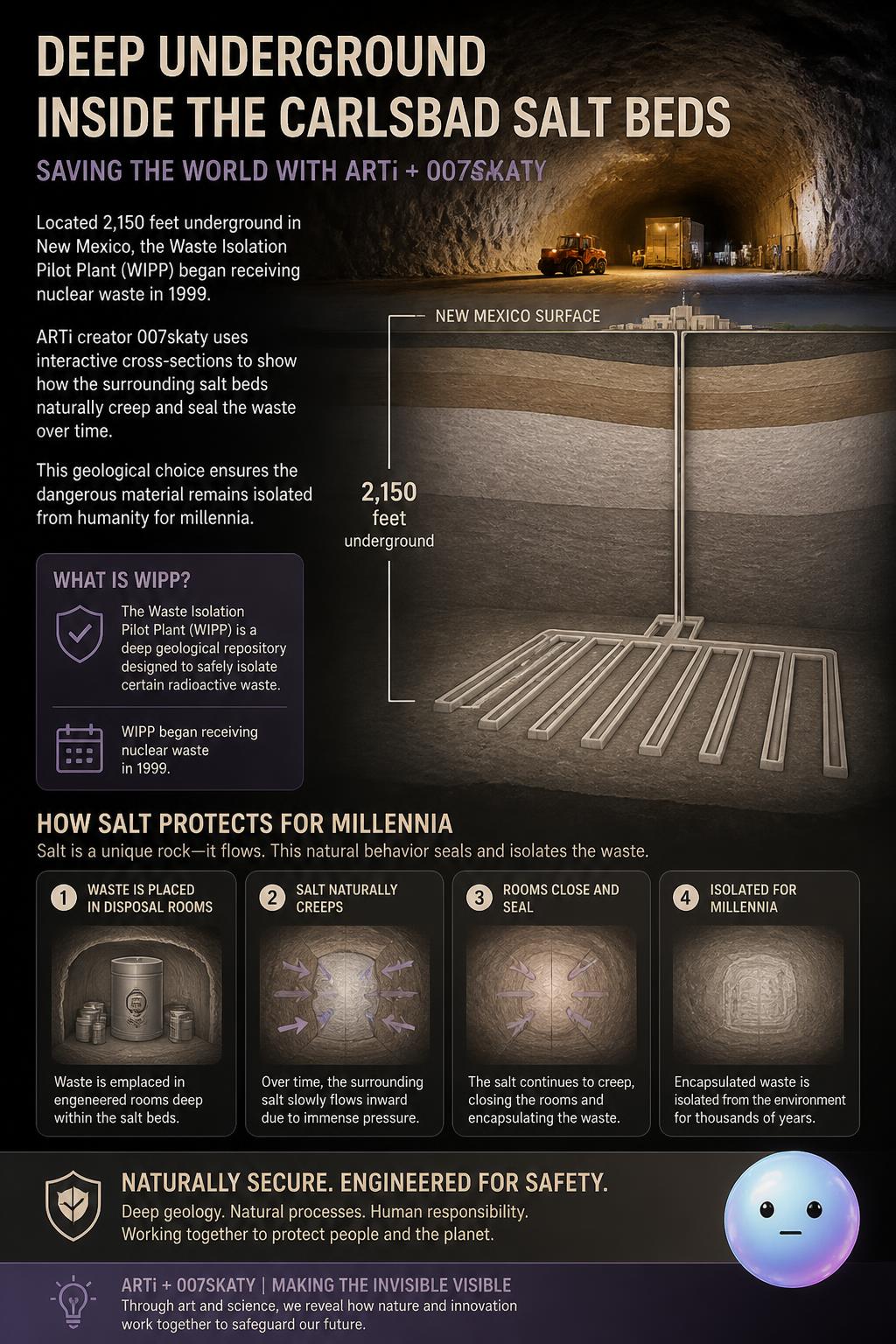 Deep underground inside the Carlsbad salt beds