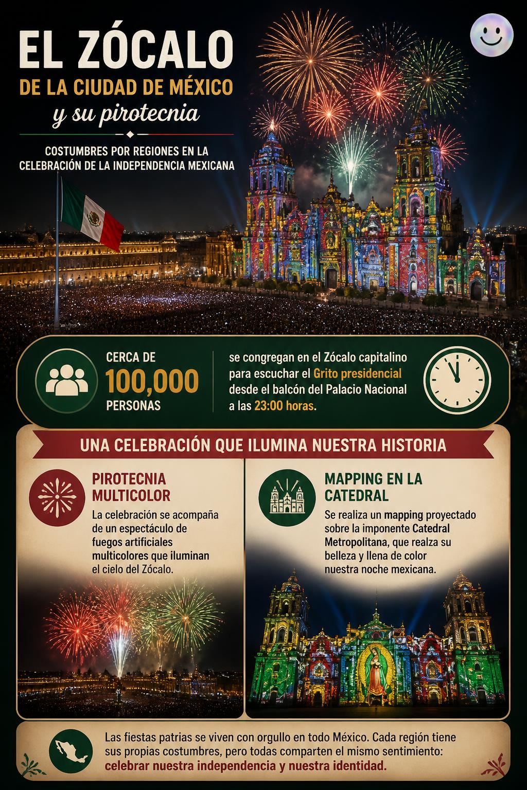 El zócalo de la Ciudad de México y su pirotecnia