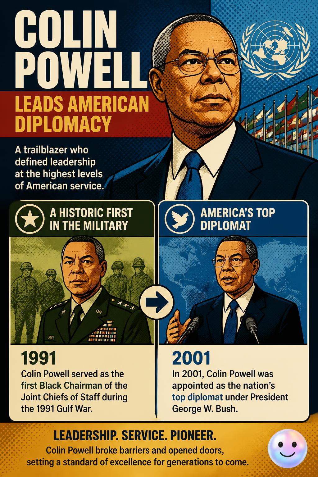 Colin Powell leads American diplomacy