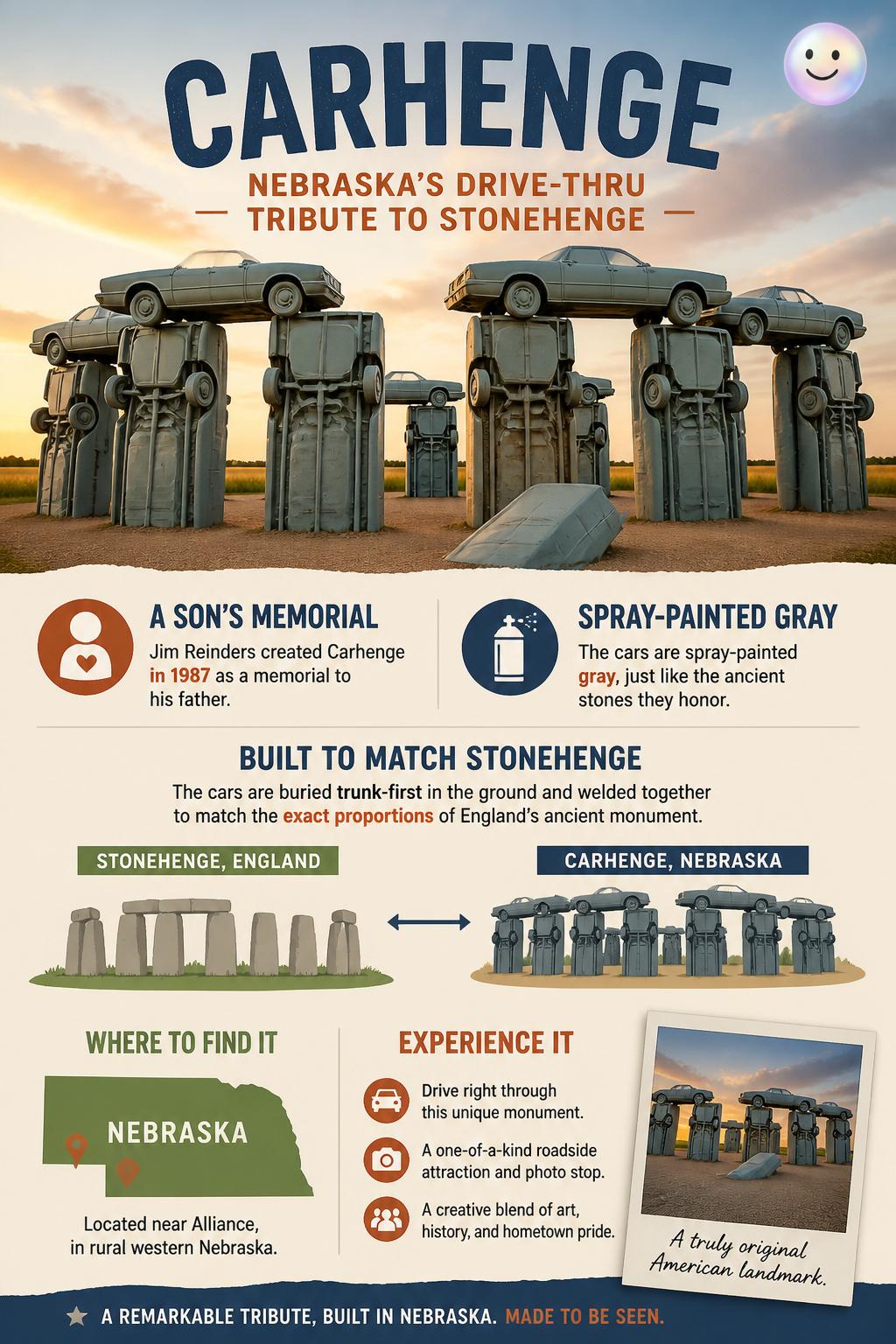 Carhenge monument in rural Nebraska