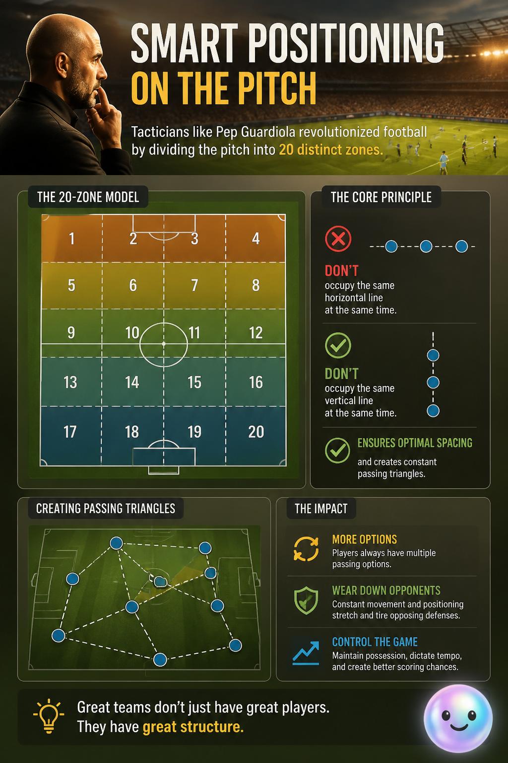 Smart positioning on the pitch