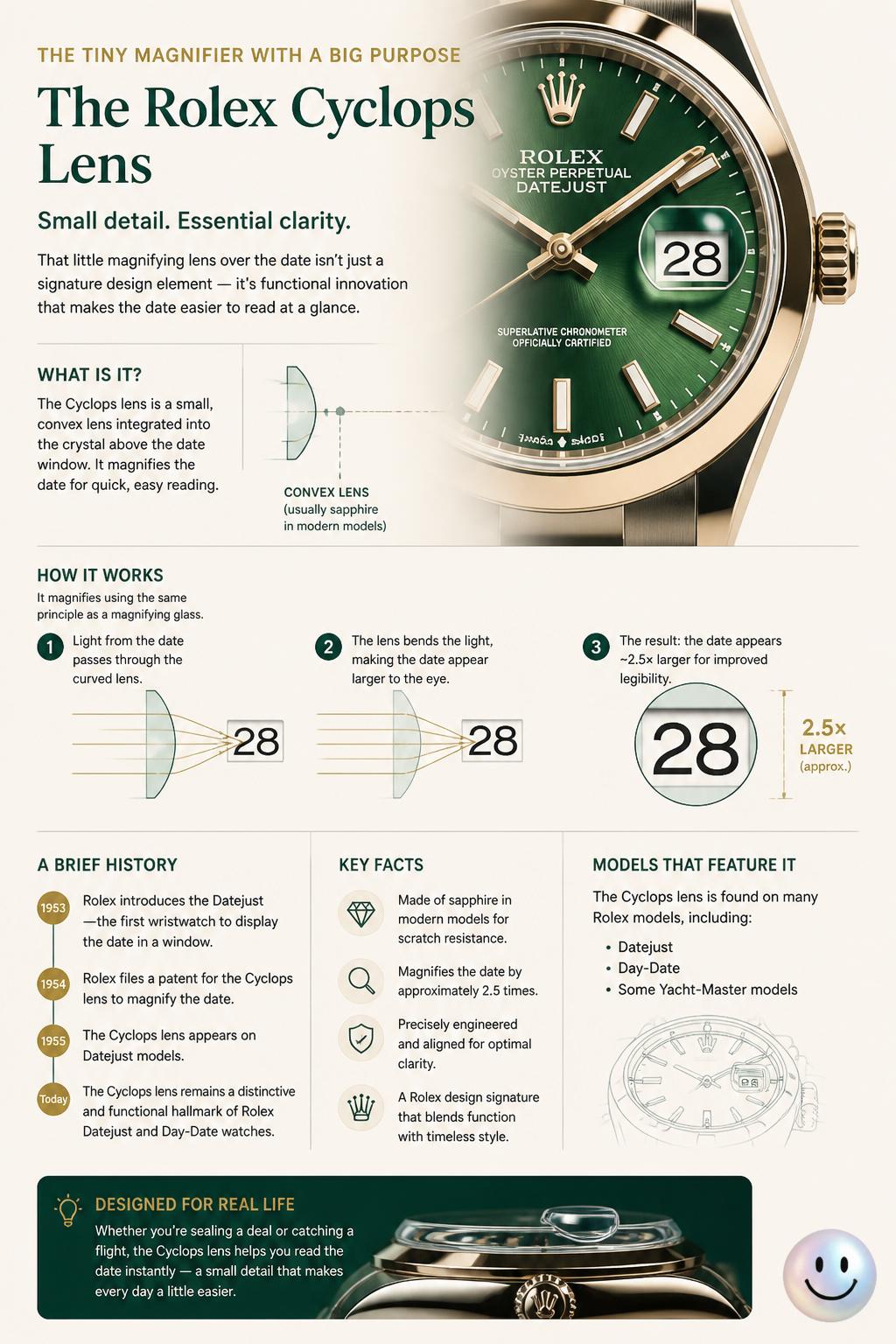 The tiny magnifying glass on the dial
