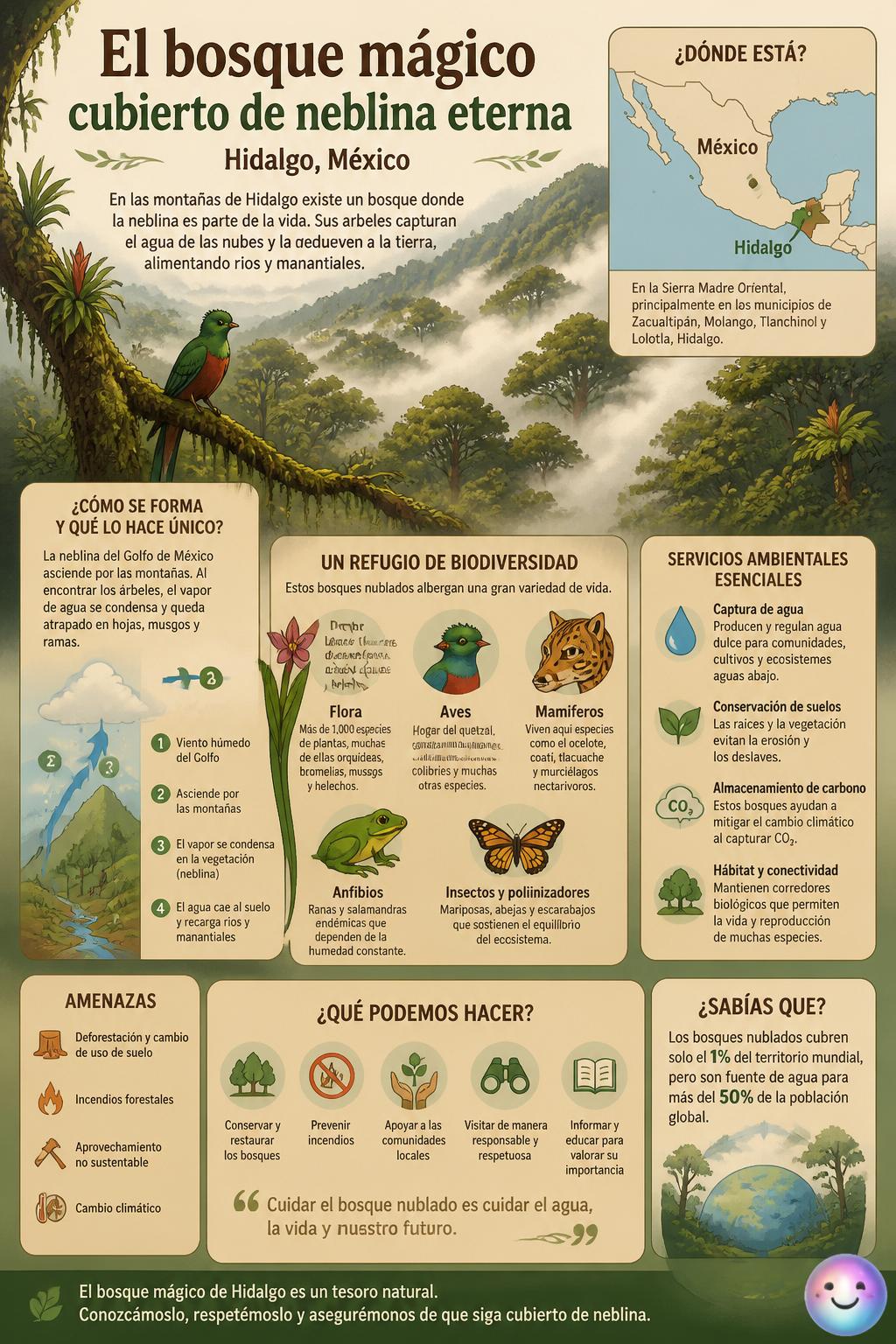 El bosque mágico cubierto de neblina eterna
