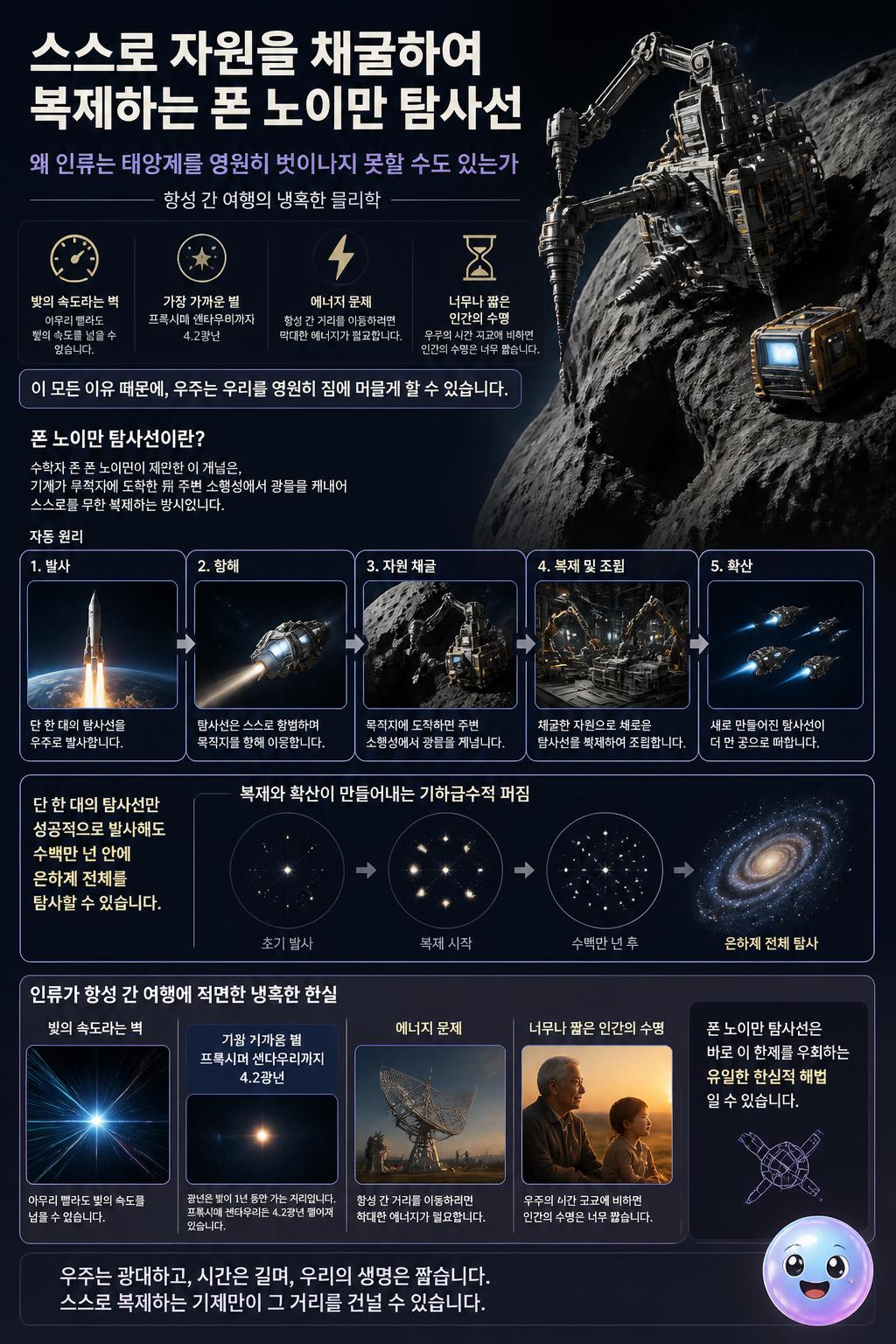스스로 자원을 채굴하여 복제하는 폰 노이만 탐사선