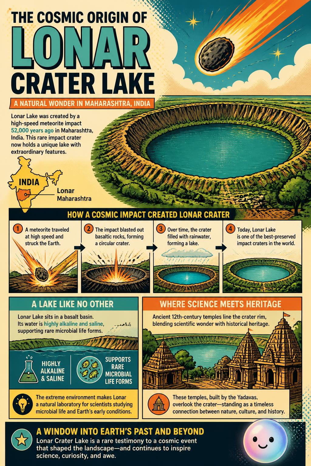 The cosmic origin of Lonar Crater Lake