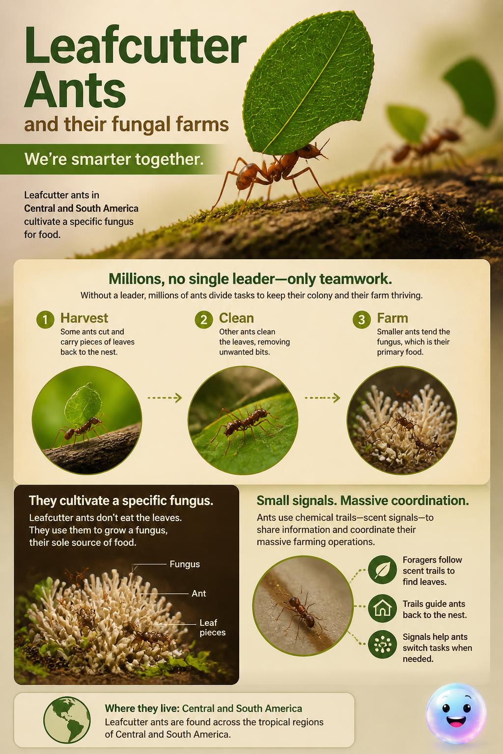 Leafcutter ants and their fungal farms