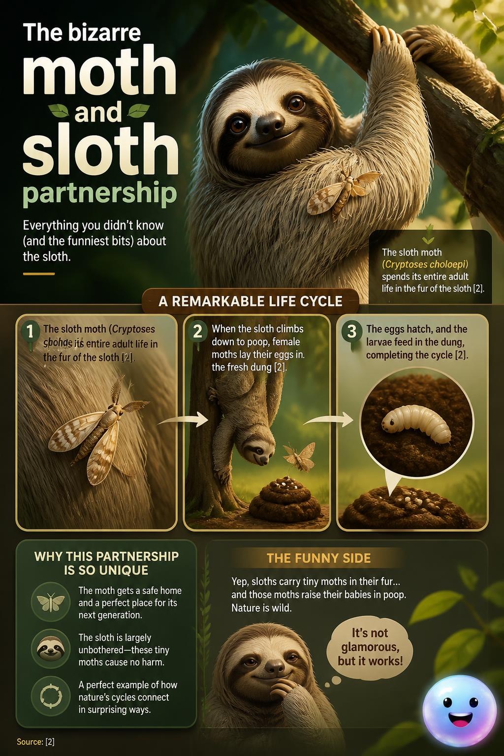 The bizarre moth and sloth partnership