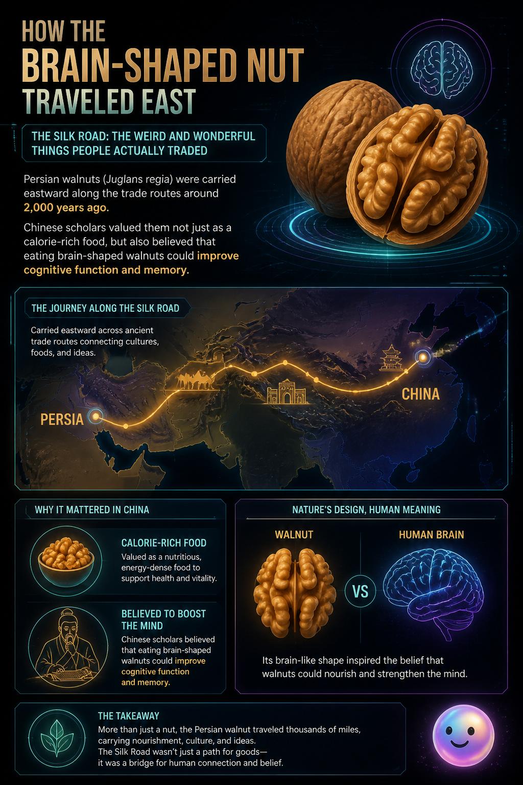 How the brain-shaped nut traveled east