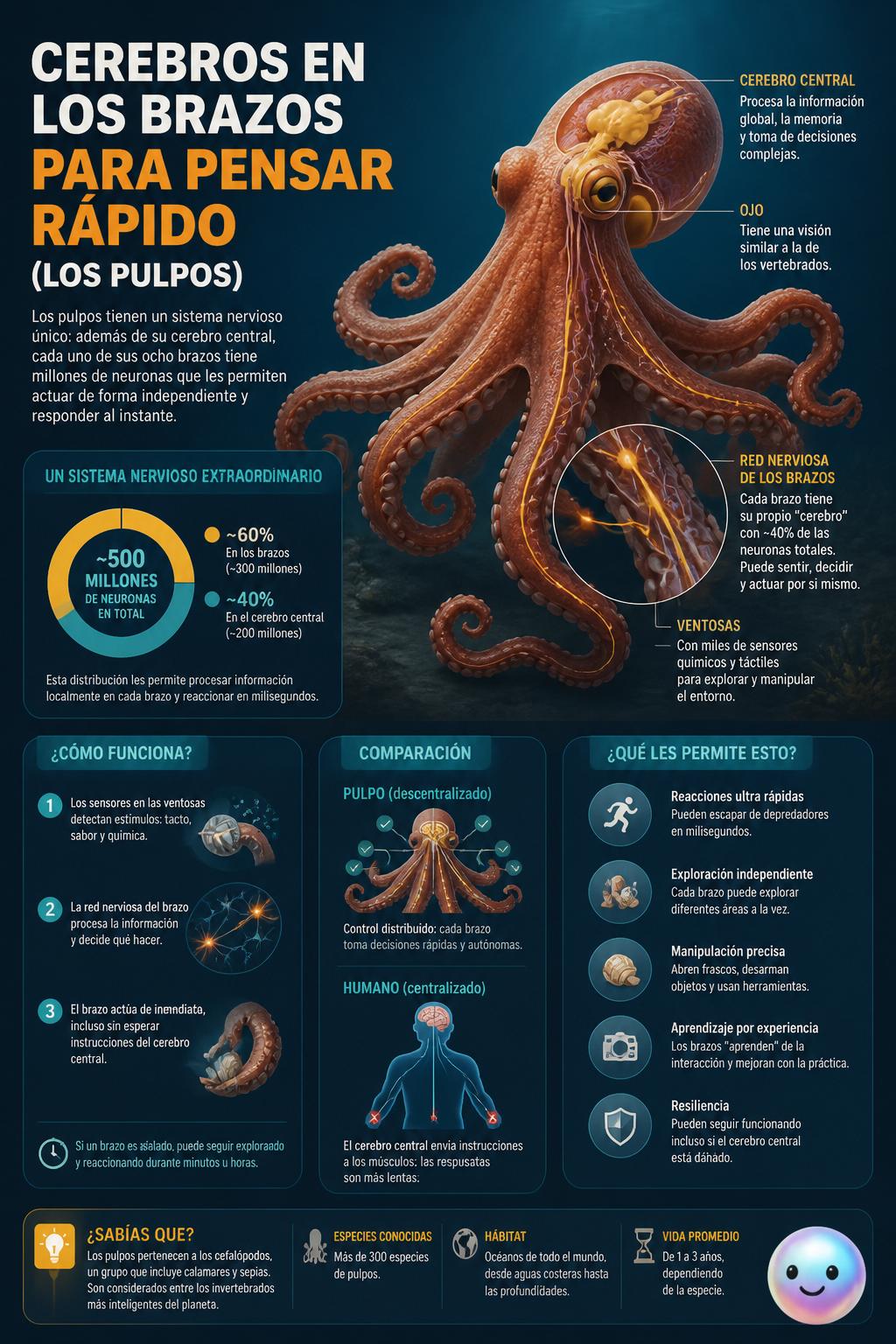 Cerebros en los brazos para pensar rápido