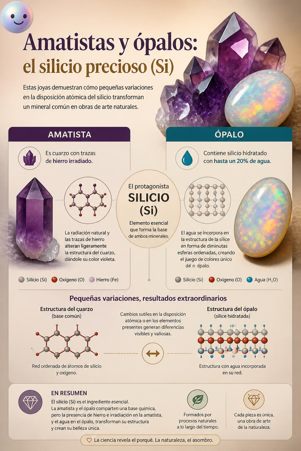 Amatistas y ópalos: el silicio precioso
