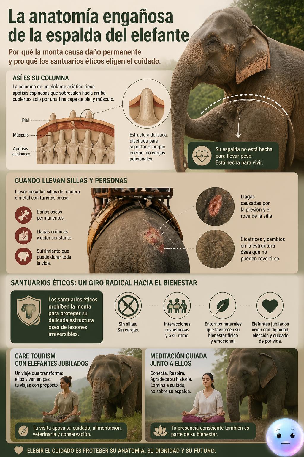 La anatomía engañosa de la espalda del elefante