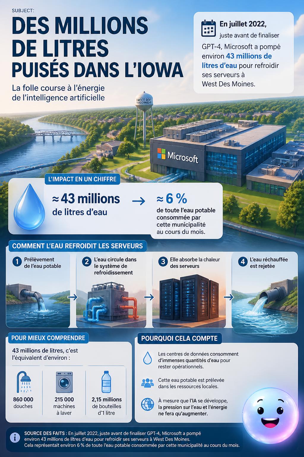 Des millions de litres puisés dans l'Iowa