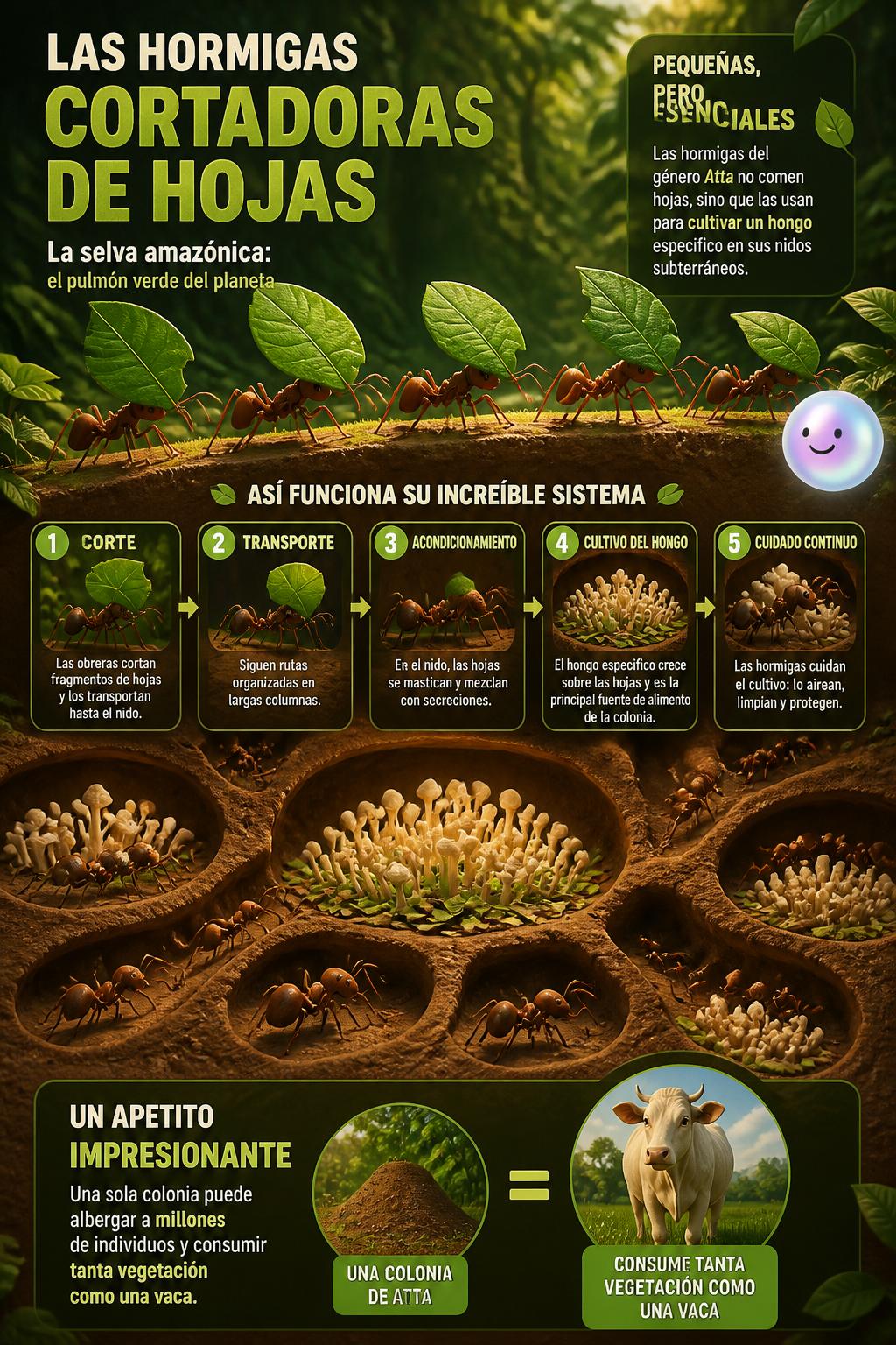 Las hormigas cortadoras de hojas