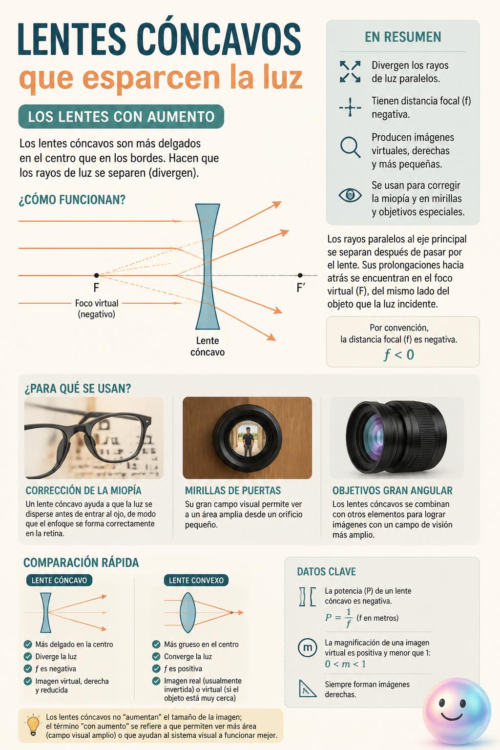 Lentes cóncavos que esparcen la luz