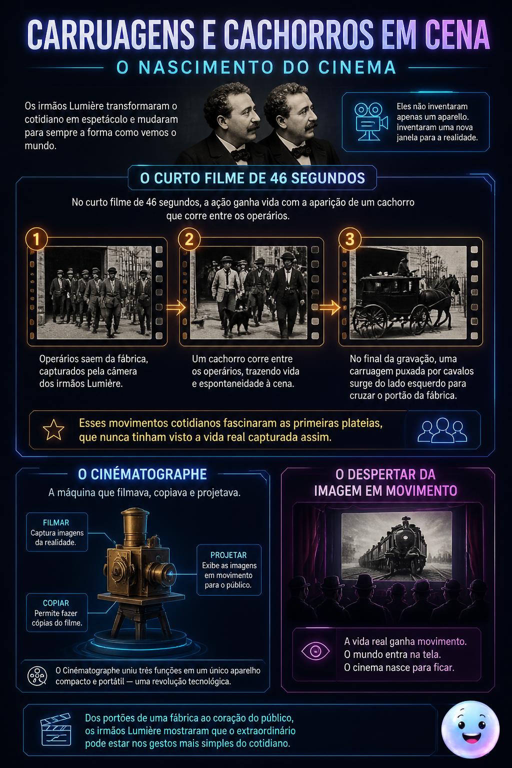 Carruagens e cachorros em cena