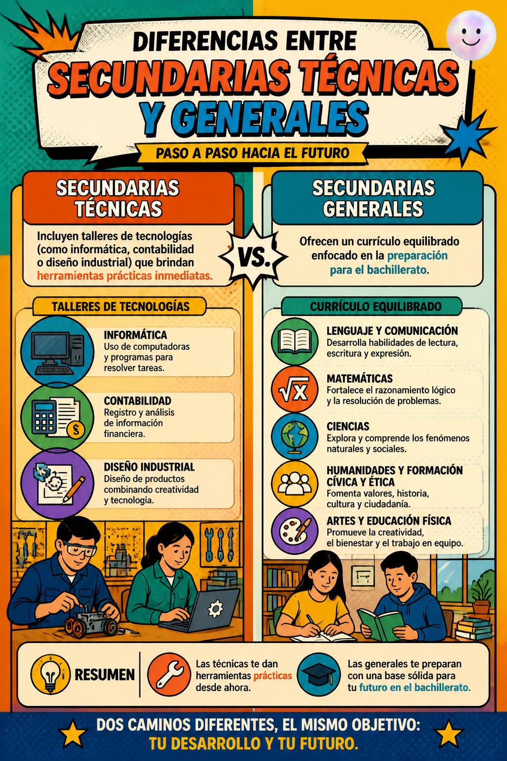 Diferencias entre secundarias técnicas y generales