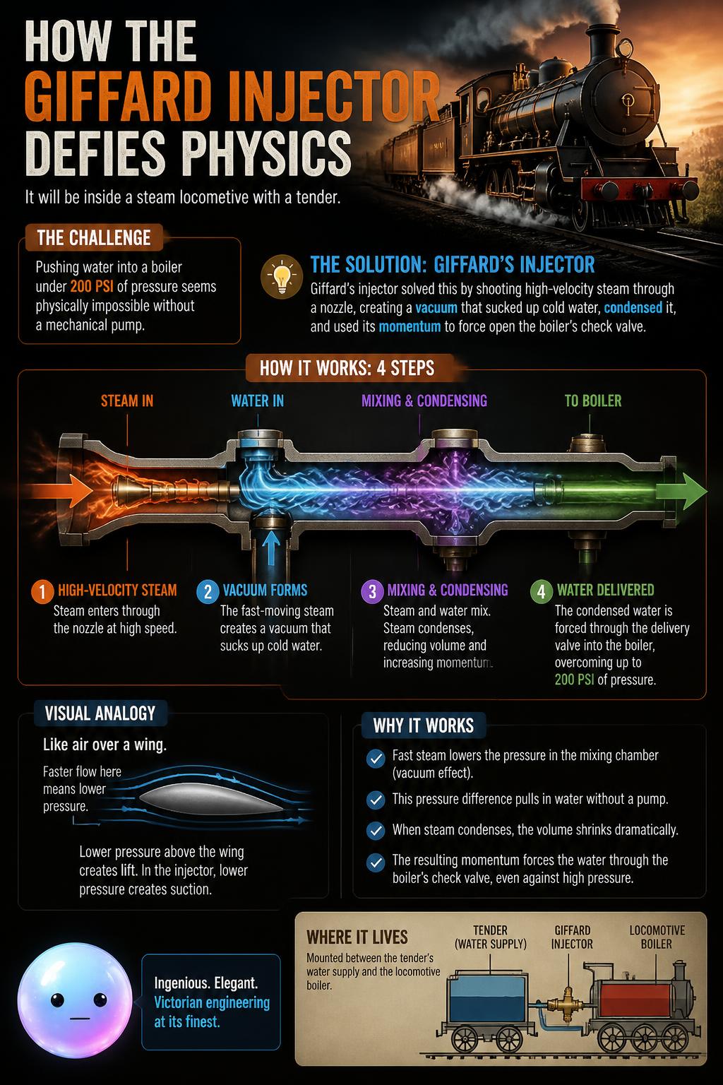 How the Giffard injector defies physics