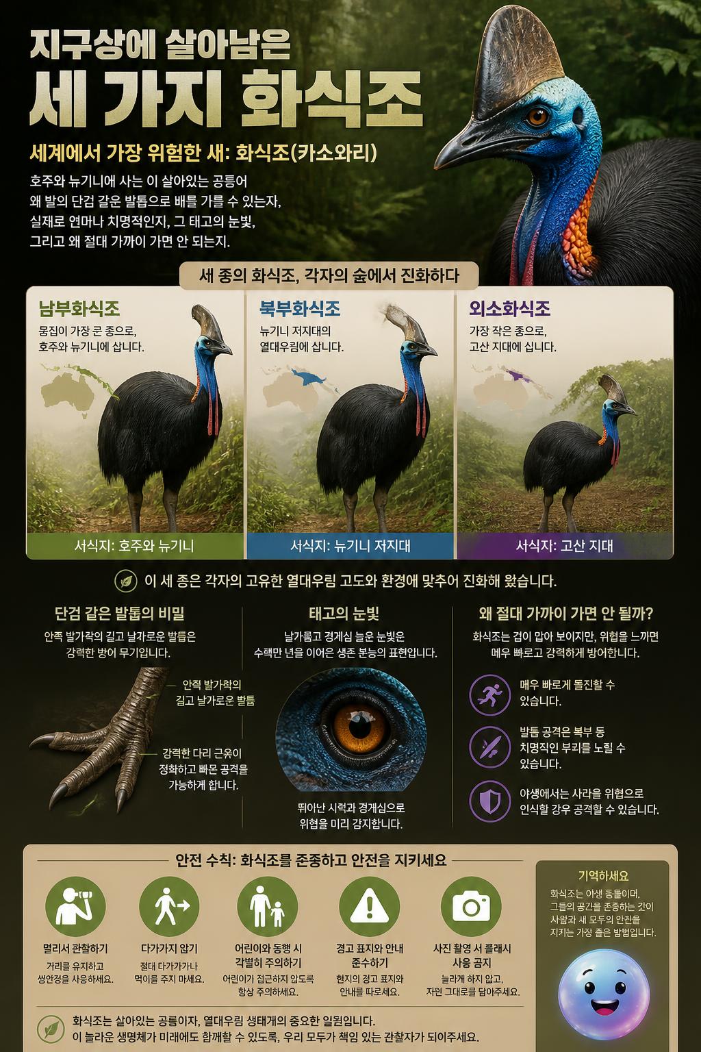 지구상에 살아남은 세 가지 화식조