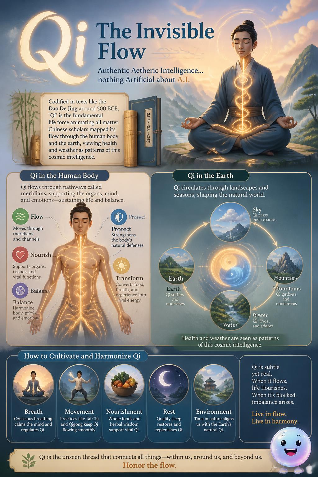 The invisible flow of Qi