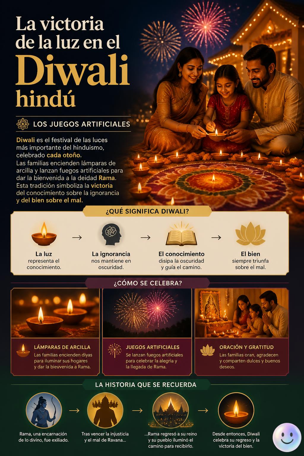 La victoria de la luz en el Diwali hindú