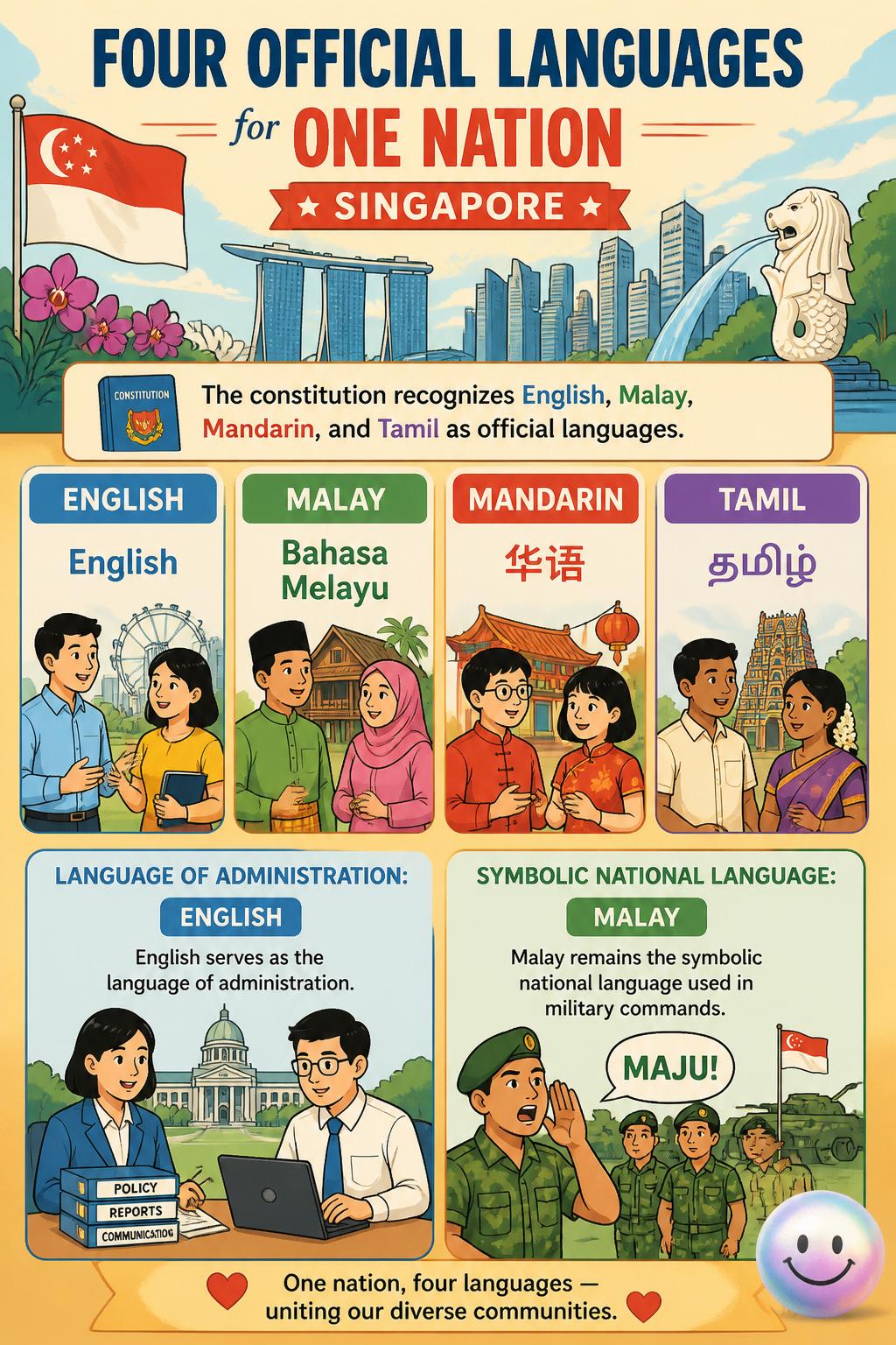 Four official languages for one nation