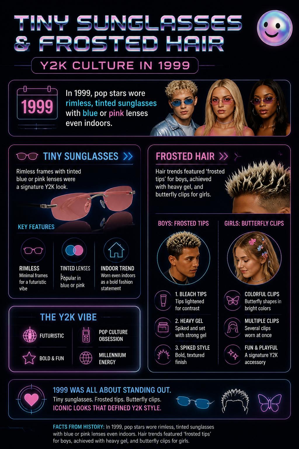 Tiny sunglasses and frosted hair